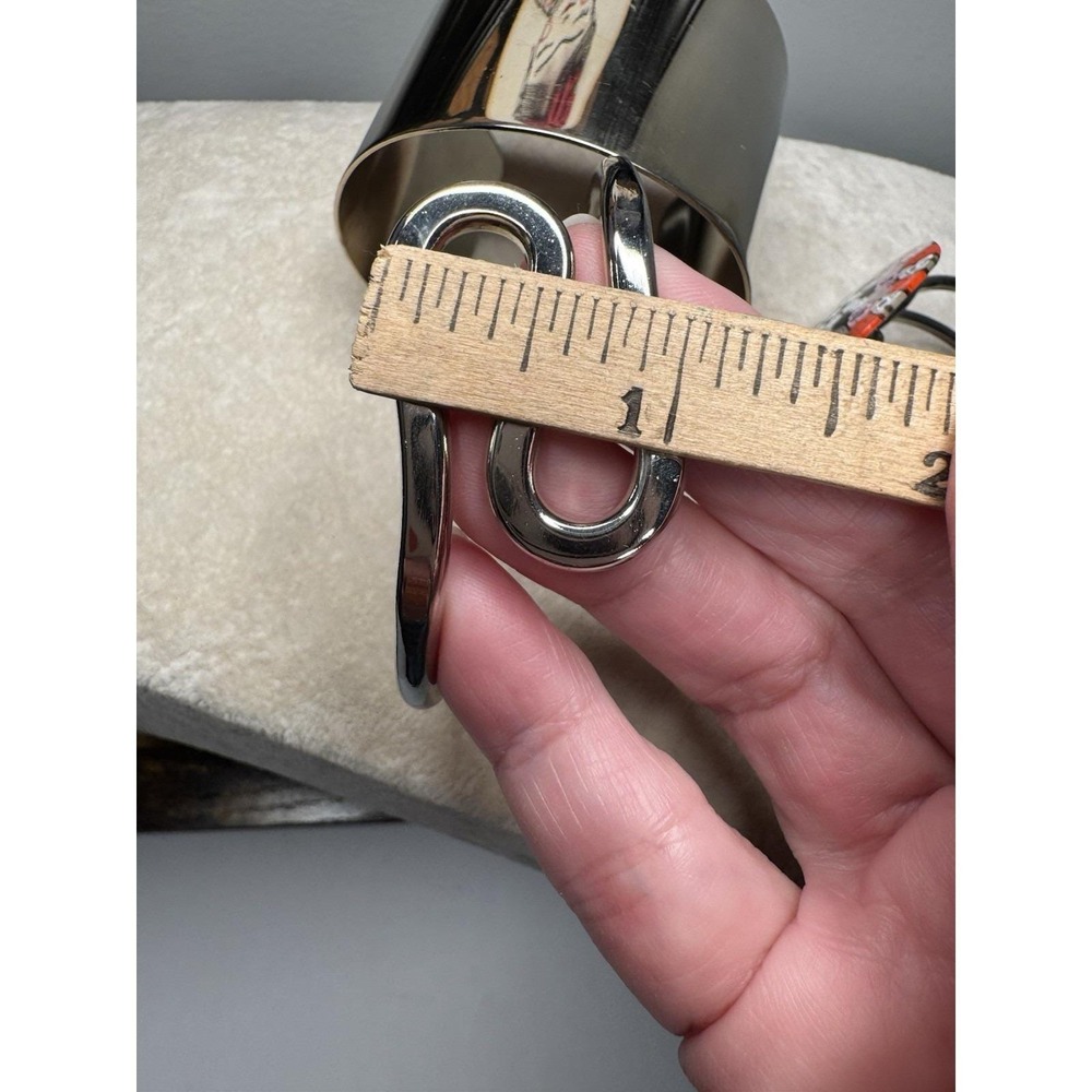 VTG Lot 3 Silver Tone Metal Cuff Bracelets Clamper Boho Western Statement Bangle - Picture 8 of 11